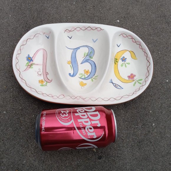 Stangl Pottery 3 Section Divided Child's Dish ABC Kiddieware MCM Redware - Picture 8 of 9
